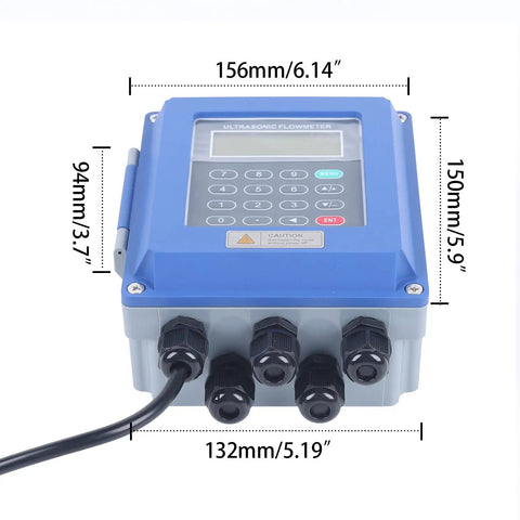 Front view of Heavy Duty Ultrasonic Liquid Flow Meter With TM-1 And TS-2 Transducers, DN20-700mm, IP67, showing dimensions.