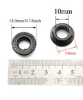 4 Pack 14mm Crank Arm Nuts M10 Bicycle Bottom Bracket Cotterless Threaded Nuts with ruler for size comparison.