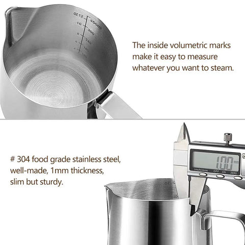 Stainless Steel Milk Frothing Pitcher Set 12oz 20oz 32oz For Espresso Machines Pro Grade Barista Tools For Cappuccino Latte Art Foam Durable Rustproof Dishwasher Safe Cup Jug With Internal Measurement Scale.