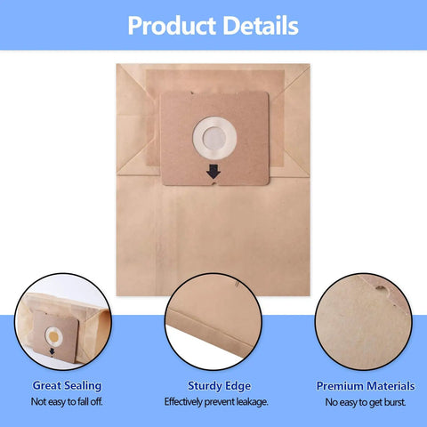 Close-up details of 20 Pack Replacement Dust Bags for Zing Canister Vacs Compatible With 4122, highlighting sealing and material quality.