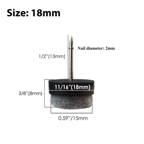 40 Piece Round Heavy Duty Nail On Anti Sliding Felt Pads For Furniture Chairs Tables Leg Floor Protectors Scratch Noise