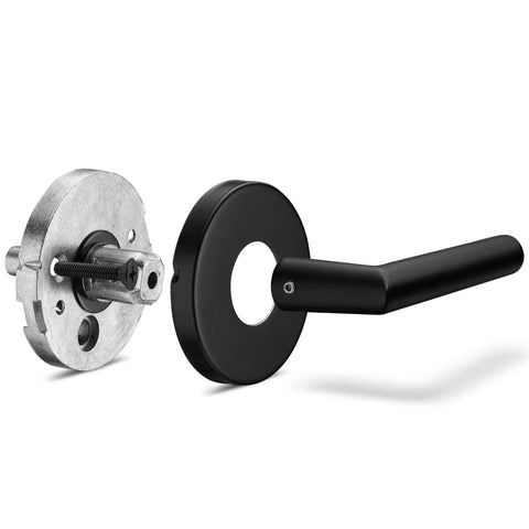 Heavy Duty Black Front Door Handle Set With Round Lever And Single Cylinder Deadbolt, Iron Black Finish, Built To Last, Modern Sleek Exterior Lock Set For Residential And Commercial Use, 9.5 Inch Center To Center