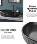 Matte Black Oval Vessel Sink 23.5 By 15.7 Inches, Ceramic Countertop Bathroom Basin With Pop Up Drain, Modern Sleek Design For Vanity