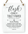 6x8 Inch Designer Bathroom Sign Not Hopes and Dreams With Rope Ready To Hang Wall Decor Premium Glass Like Finish Durable And Washable Break Resistant Made In USA Woman Owned Small Business.