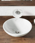 White Granite Vessel Sink 850W Dope Contemporary Round Basin Hand Polished Stone That Shines In Any Modern Bath Durable