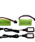 Two 7.4V 2S 600mAh RC Battery With SM-3P Plug And Cable, 4.44Wh, 10C Discharge, Lightweight LiPo Pack For Amphibious RC Trucks with USB cables