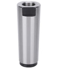 Morse taper reducing adapter MT4 to MT2, high-speed steel, silver finish.
