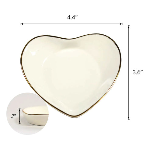 Heart Shaped Ceramic Jewelry Dish With High Gloss Finish And Gold Detailing Dope Multipurpose Ring Tray For Home Or Office