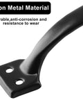 Close-up of Rustic Gate Handle Set 2 Pack Iron Hardware Pull With Screws Black Finish showing iron material and mounting plate.