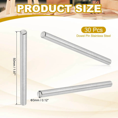 3mm X 50mm Dowel Pins Stainless Steel 304 30 Pack Shelf Pins For Shelves And Furniture Fixing Rust Proof Anti Corrosion