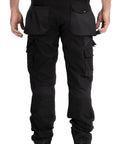 Rear view of Men's Advanced Trademark Stretch Pant Slim Fit Black 34W X 32L showing pockets and belt loops