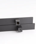 71 Inch Stainless Steel Push Pull Door Handle Set With Solid 304 Standoffs, Heavy Duty Commercial Grade, Matte Black Finish For Barn Glass And Interior Doors, Long Reach Pull Handles, Durable Easy Install Hardware, close-up of matte black standoffs
