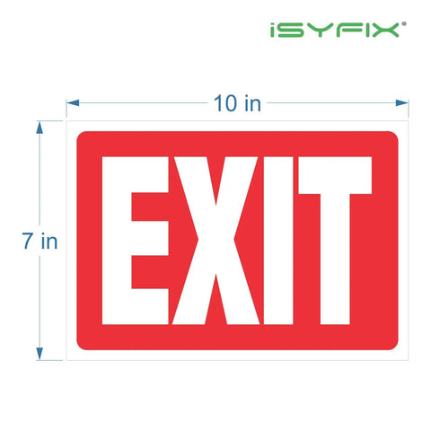 2 Pack 10x7 Inch Exit Sign Stickers, Premium Self-Adhesive Vinyl Laminated with red background and white letters.
