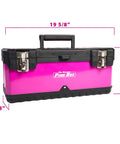 20 Inch Portable Steel Toolbox With Removable Organizer Tray, Metal Latches, Easy Carry Handle, Padlock Hasp, Powder Coated Steel