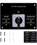 Marine Transfer Switch Panel 120V 30A with 2-Position Break-Before-Make Power Selector and LED Reverse Polarity Indicator for boats.