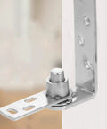 Stainless Steel Door Pivot Hinges With Automatic Rebound Function And Dual Directional Opening installed on a cabinet corner.