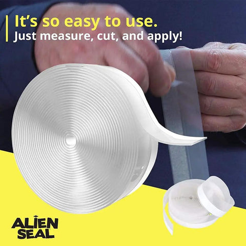 Clear Silicone Draft Seal Strip For Doors And Windows 2 Pack Of 6 Rolls Weather Stripping Tape with Flexible Adhesive Flap in use