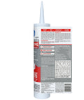 Side view of Silicone Caulk For Tub And Tile Kitchen And Bath Clear Sealant 100 Percent Waterproof 10 Fl Oz Cartridge showing label details.