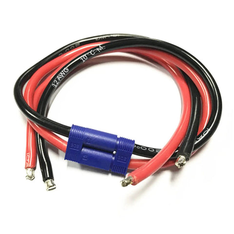 EC5 Male Female Cable Adapter With 10cm 12 AWG Flexible Silicone Wire shown in red and black with banana connector plug