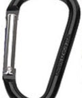 Black anodized clip from 12 Pack Colored Anodized Aluminum Snap D Ring Set With Four Sizes Two Inch, Two And Three Eighth Inches, Two And Three Quarter Inches, Three And One Eighth Inches Spring Loaded Carabiner Clips For Keychains Gear Camping And DIY Projects.