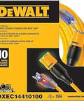 Packaging of 100 Foot Lighted Extension Cord With Click To Lock Plug For Outdoor Use Heavy Duty Ten Gauge Three Wire SJTW Power Cord