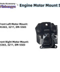 3-Piece Beefed-Up Engine Motor Mount Kit For Trucks And SUVs Fits Silverado 1500 2500 3500 Tahoe Suburban Avalanche Yukon Escalade ESV Replaces A5365 A2811 Rear-Wheel Drive Only Heavy-Duty Rubber And Steel Mounts front left motor mount