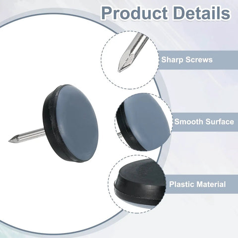 Eight Piece Round Black PTFE Furniture Sliders With Nonslip Rubber Grip Three Quarter Inch Glides For Heavy Duty Chairs Wooden Floors Smooth As Butter Pro Upgrade with sharp screws and smooth surface