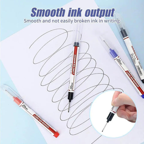 Five Piece Long Head Deep Hole Markers Set For DIY Projects 20mm Reach Waterproof Permanent Metal Marking Pens In Colorful Assortment