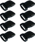 One Point Five Inch Quick Side Release Buckles Eight Pack Go To Heavy Duty Plastic Buckles For Backpacks Luggage Dog Harness Nylon Webbing And Straps Easy Snap Fasteners In Black