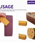 Abrasive cleaning eraser stick, 1-1/2 x 1-1/2 x 8 in; yellow block for sanding belts and discs