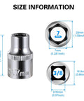 10 Piece 7mm Shallow Sockets Set With Three Eighths Inch Drive 6 Point Corrosion Resistant Durable Gear size details