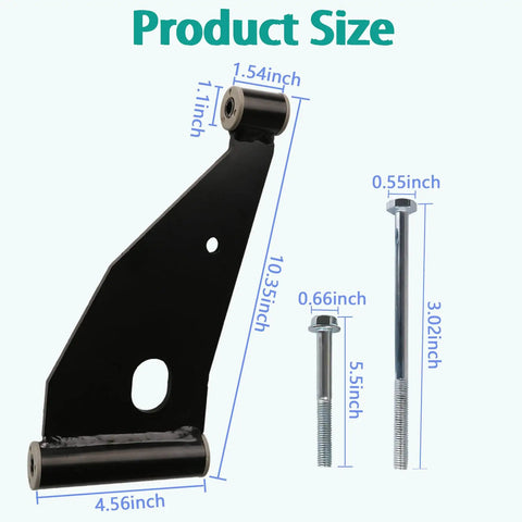 Front A-Arm Assembly Kit With Delta A-Plate For 2004 Plus Club Car Precedent And 2018 Plus Tempo Golf Carts Includes Installed Bushings Easy Fix For Loose Front End On Gas Or Electric Models Driver And Passenger Side. Product size shown with bolts and dimensions
