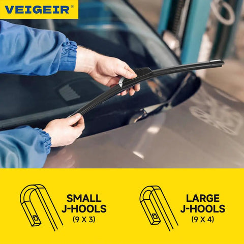 Heavy Duty Windshield Wiper Blades 3 Pack Designed For Jeep Wrangler Jk Models 2007 2017 showing installation on windshield.