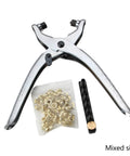 Top Rack Interchangeable Rivet Plier And Grommet Eyelet Snap Fastener Hand Press Kit For Belts Shoes Fabric Leather Crafting Easy Grip Setup accessories including mixed-size grommets.