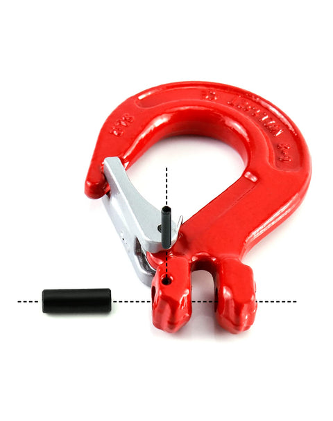 Clevis Slip Hook With Latch, 4 Pack, Five Sixteenths Of An Inch, 2470 Lbs Load Limit, Grade 80 Drop Forged Alloy Steel detail view