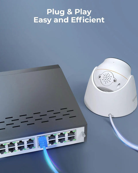 12MP PoE Security Camera System With 8 Cameras, H.265, 16 Channel NVR, 4TB HDD, full color night vision camera and NVR connection