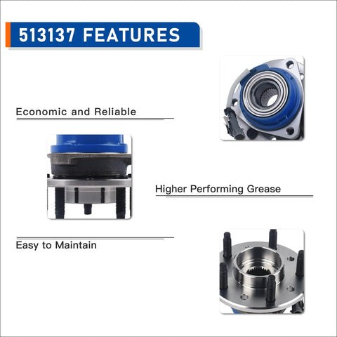Front Wheel Hub And Bearing Assembly For 2004 2005 Chevy Classic, 1997 2003 Malibu, 1999 2004 Oldsmobile Alero features diagram