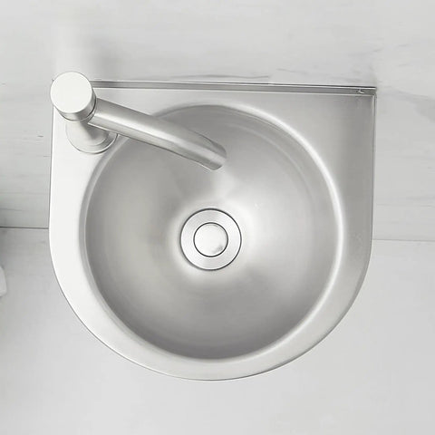 Top view of Wall Mounted Stainless Steel Hand Wash Basin For Small Spaces, A Real Space Saver, Durable 304 Stainless Sink With Easy Clean Design