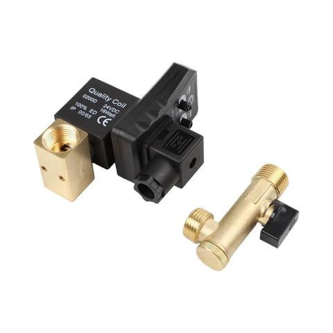 Auto Drain Valve For Air Compressor Condensate Management Electronic Timer Control Adjustable Discharge System showcasing brass and electronic components.