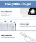 Compact 1.6 Gallon Electric Under Sink Water Heater Boasting Quick Turn Heating And Sleek Temp Adjustments For Smooth Instant Hot Water On Tap At Home Or Office Zero Hassle Rig featuring rounded corners, indicator light, and long power cord.