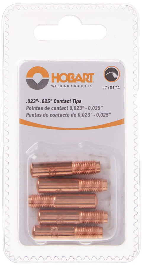Top Shelf Mig Welder Contact Tips 023 Inch Copper Bore Pack Of Five; copper tips packaged for MIG welding use.