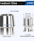 One Pair 1 1/4 Inch Heims Rod Ends With Right And Left Hand Thread Heat Treated Chromoly Alloy Including Round Tube Adapters Misalignment Spacers And Locking Nuts For Badass Project Builds product size diagram showing dimensions of spacers.