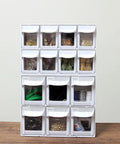 Plastic Tilt Out Bin Organizer For Arts And Crafts And Sewing Supplies Stash, Coffee Pod And Tea Bag Storage, Dental Tip Out Cabinets, White, Removable Clear Bins, High Impact ABS Plastic FO 306 WT
