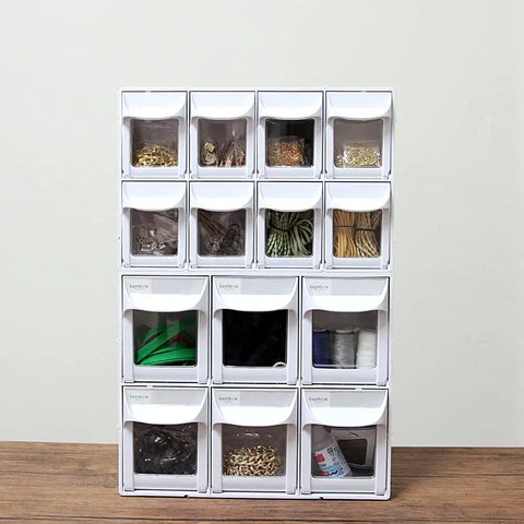 Plastic Tilt Out Bin Organizer For Arts And Crafts And Sewing Supplies Stash, Coffee Pod And Tea Bag Storage, Dental Tip Out Cabinets, White, Removable Clear Bins, High Impact ABS Plastic FO 306 WT