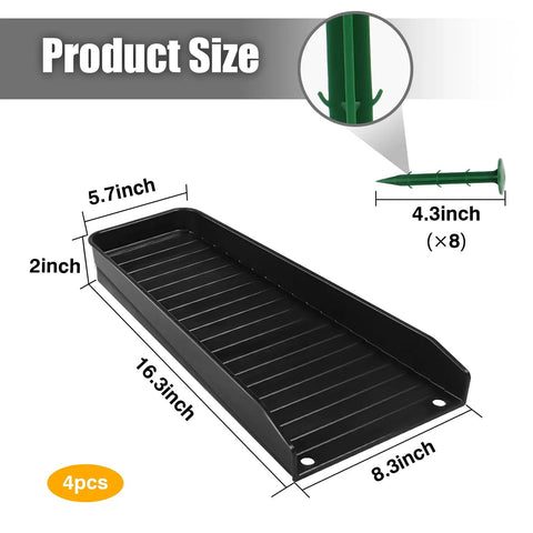 Image showing Rain Gutter Downspout Splash Block Extender With Ladder Downwards Design, dimensions 16x8.3x2 inches, in black.