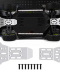 Heavy Duty Frame Chassis Upgrade Kit For Mojave Grom Mega 380 1/14 Scale RC Car, Front Skid Plate, Rear Chassis Protector, screws visible