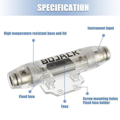 Heavy Duty Inline ANL Fuse Holder With 300 Amp ANL Fuse Solid Nickel Plated Build For 0 2 4 AWG Wiring Clear Cover Inline Fuse Block, clear design with high temperature resistant base.