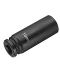 Beefy Deep Impact Socket 3/8 Inch Square Drive, 16mm 6 Point, 65mm Long Flip Socket, CR-MO Steel Industrial Grade, black finish