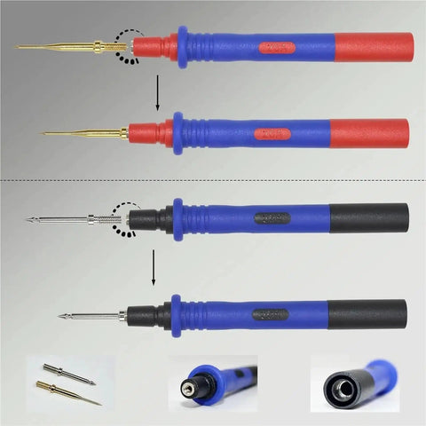 Ultra Sharp Multimeter Test Leads Kit with Soft Silicone Insulation and Gold Plated Probes for Pro Grade Readings, multiple views