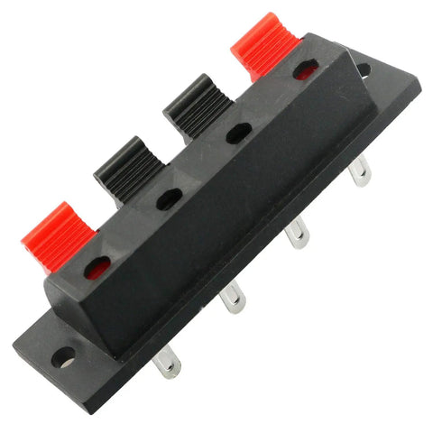 5 Pack 4 Pin Stereo Speaker Terminal Block Strip Shape Connector Plate 4 Position 4 Way Amplifier Push Release Test Clip For Easy Hookup